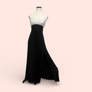 Express Black and White Pleated Maxi Dress